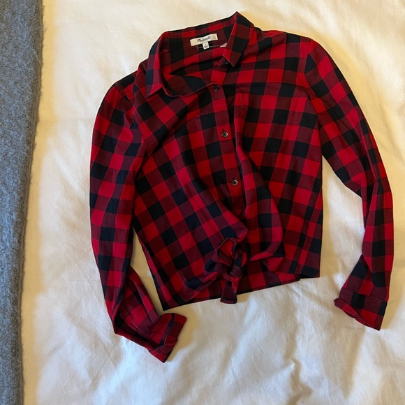 Madewell - NWT - red and black plaid shirt - Christmas sweater / long sleeve - Picture 1 of 6